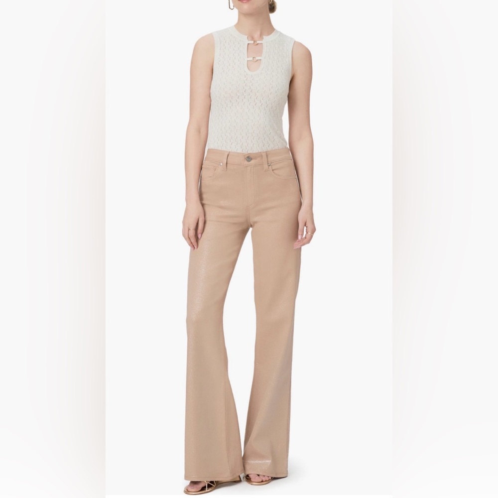 PAIGE Beige Wide Leg Flare Jeans